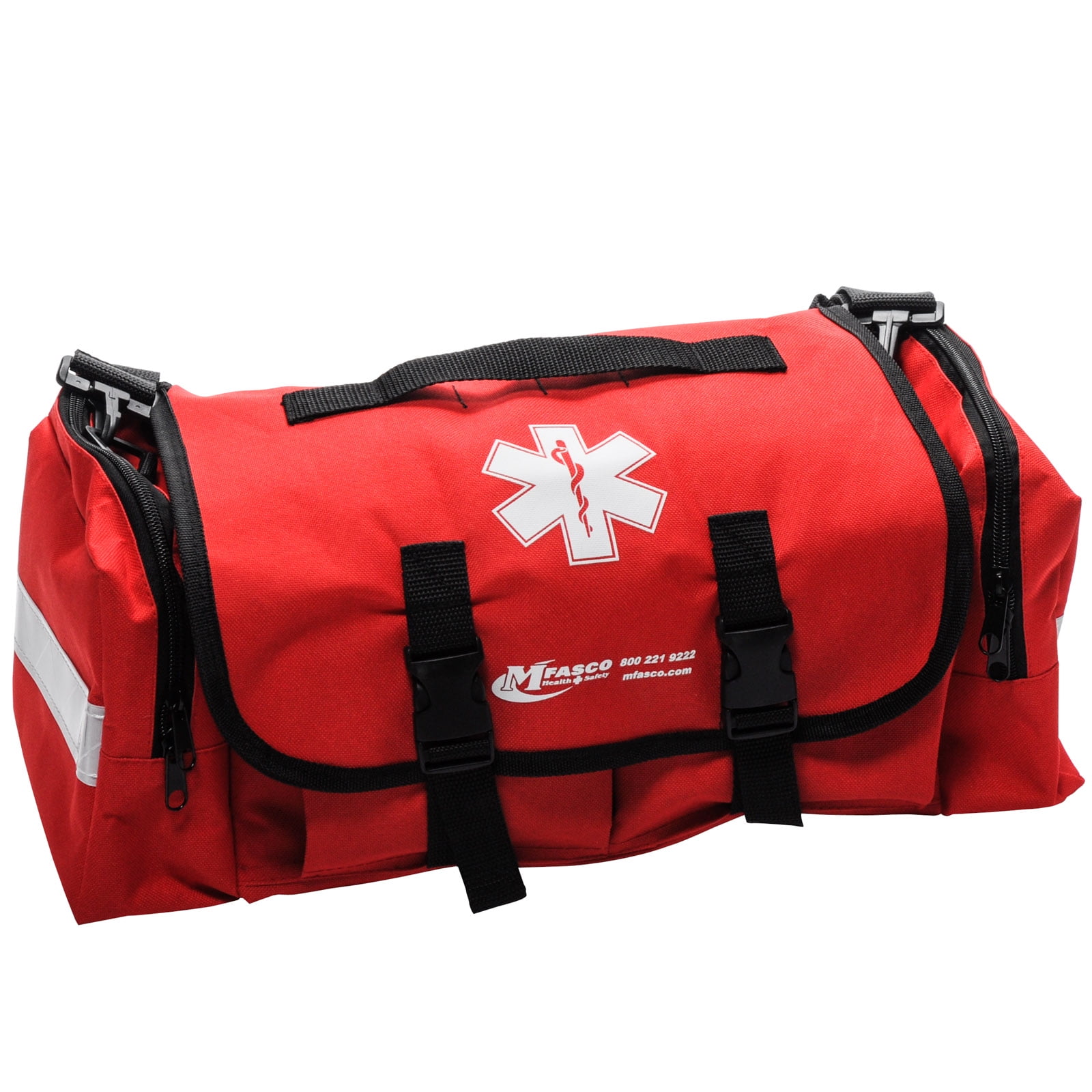 Empty First Aid Bag EMT Style Red Color With Reflective Strips by