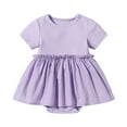 thumbnail image 1 of Odeerbi Bodysuit de Algodón Para Niñas En Verano Vestido de Color Sólido Mono Cuello Redondo Manga Corta Onesie, 1 of 8