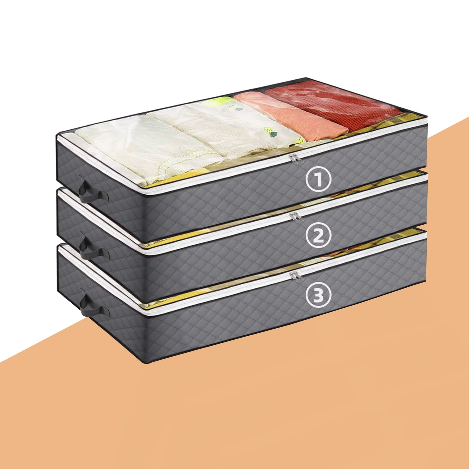 Under bed Storage Bags,Foldable Blanket Storage Bags with Reinforced