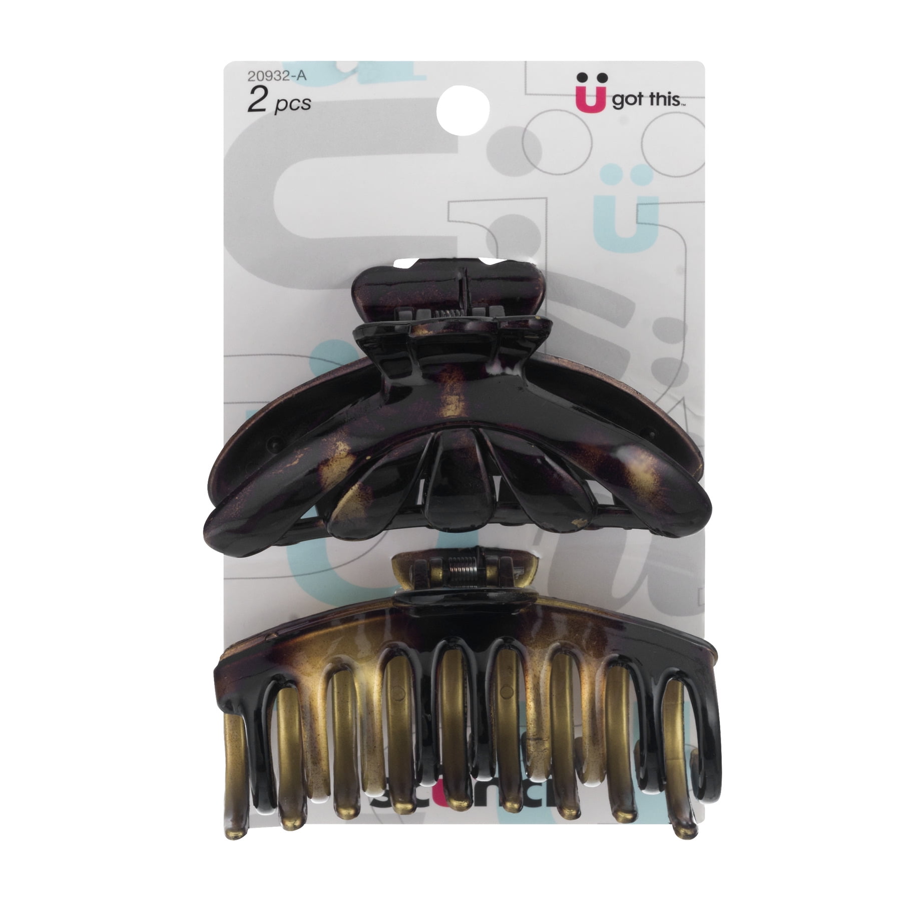 Scunci Fashion Claw Clips for Hair Large in Shimmer Brown Plastic, 2ct