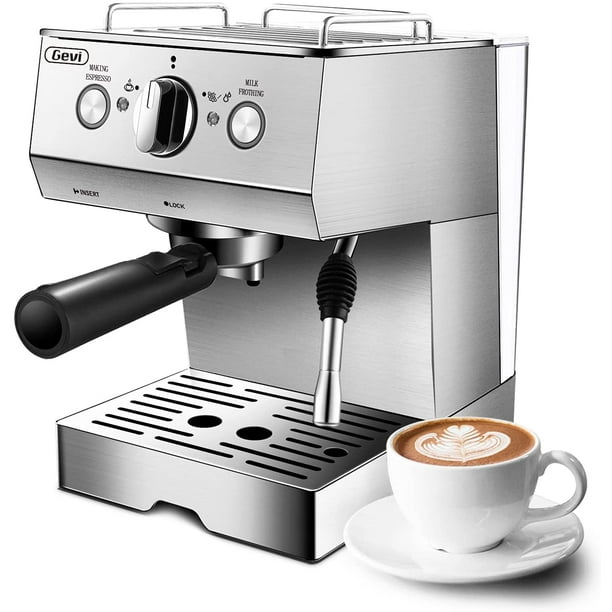 GEVI Stainless Steel 15 Bar Espresso Machine 2 Shot Pump Cappuccino