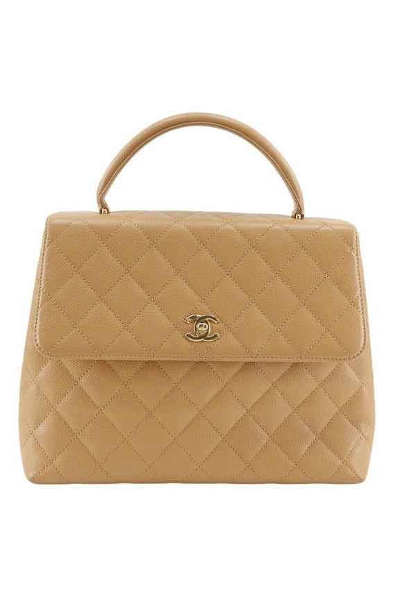 Pre-Owned Chanel Matelass Top Handle Bag, A12397, Caviar Leather, Beige, A5 size, Turnlock,...