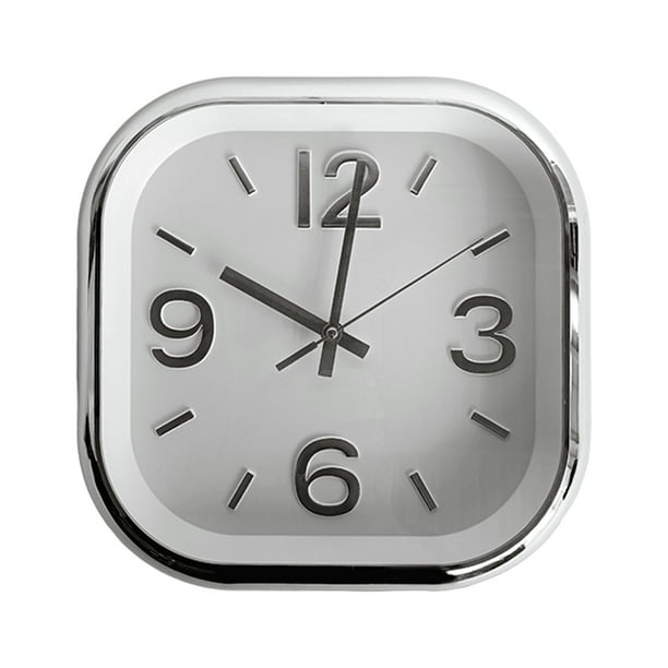 Reloj Análogo de Pared Cuadrado Plástico plateado