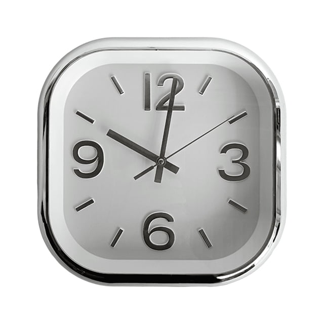 Reloj Análogo de Pared Cuadrado Plástico plateado