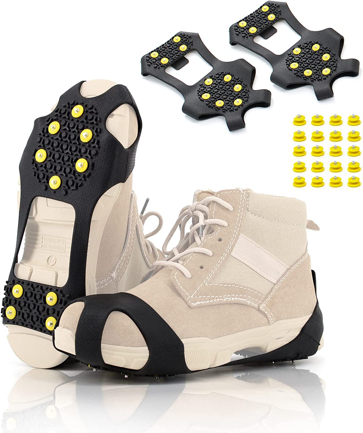 Ice Cleats Snow Grips, NonSlip Traction Crampons 10 Steel Studs with