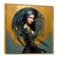 thumbnail image 2 of Designart "Liquid Paint Woman Golden Blue Beauty V" Fashion Framed Wall Art - Glam Gold Woman Abstract Living Room Framed Canvas Art, 2 of 6