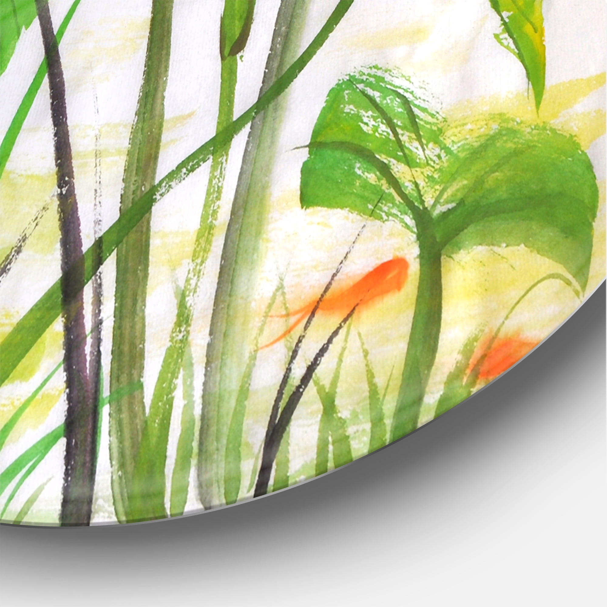 Designart 'Ancient Lotus Pond' Lake House Circle Metal Wall Art 11x11 - Disc of 11