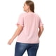 thumbnail image 4 of Plus Size Blouse for Women Self Tie Neck Lace Hollow Out Ruffle Short Sleeve Tops Pink 4X, 4 of 6