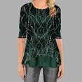 thumbnail image 2 of Leutsin Blouse Femme Col Rond Manches Mi-Longues Imprimé Grande Taille, 2 of 8