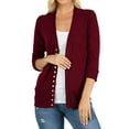 thumbnail image 1 of TheLovely Women & Plus Front V-Neck Classic Thin Snap Button Down 3/4 Sleeve Ribbed Knit Cardigan, 1 of 3