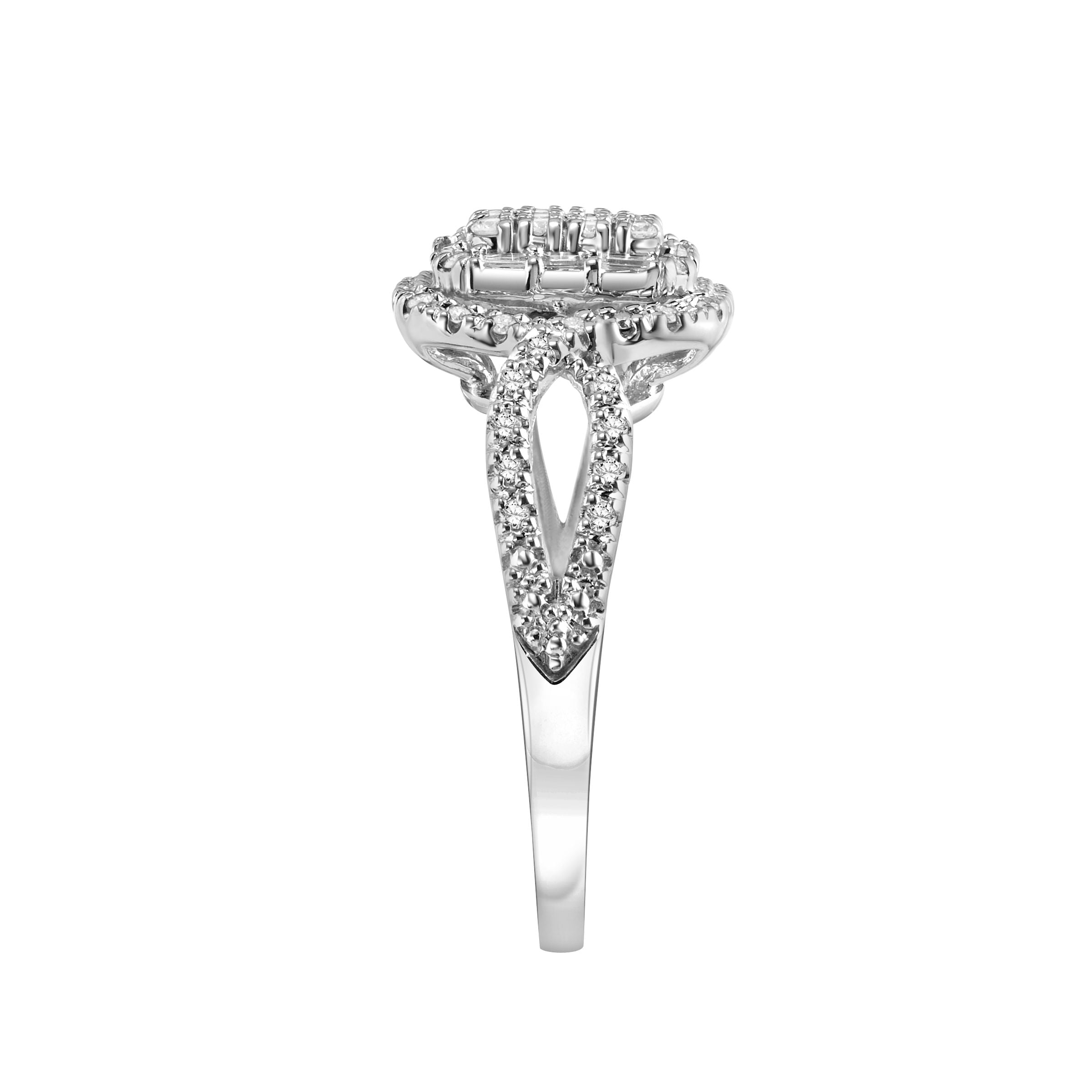 3/8ctw 14KT White Gold Emerald Genuine Certified Diamond "Galaxy" Engagement Ring by Keepsake (H-I, I2)
