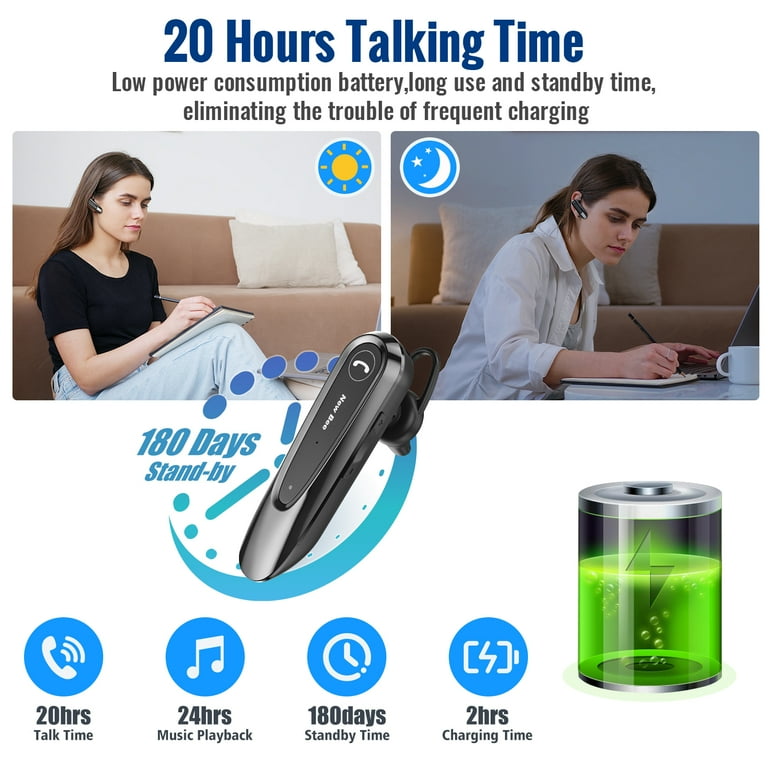 New Bee Bluetooth Headset W/Mic Wireless Earpiece: Hands