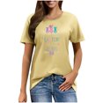 thumbnail image 1 of Mujeres Manga Corta de Verano Tops Pascua Impresa Cuello Redondo, Blusa de Moda Casual para la Primavera, 1 of 5