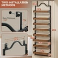 thumbnail image 2 of 8-Tier Spice Rack Wall Mount, Heavy-Duty Over the Door Pantry Organizer with Wooden Adjustable Basket, 2 IN 1 Wall Mount or Hanging Pantry Door Organizer,Door Spice Rack for Pantry, Black, 2 of 8