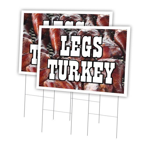 Turkey Legs 2 Pack Of 24" x 36" Yard Sign & Stake | Advertise Your Business | Stake Included Image On Front Only | Made in The USA