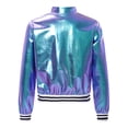 thumbnail image 2 of ranrann Kids Boys Girls Shiny Metallic Zipper Closure Jacket Windproof Motorcycle Coat Outerwear Colorful 10, 2 of 7