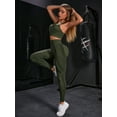 thumbnail image 3 of Estella's 2 Pcs Workout Leggings and Sports Bra Set–Seamless High-Waist Leggings & Sports Bra - Olive Green, 3 of 5
