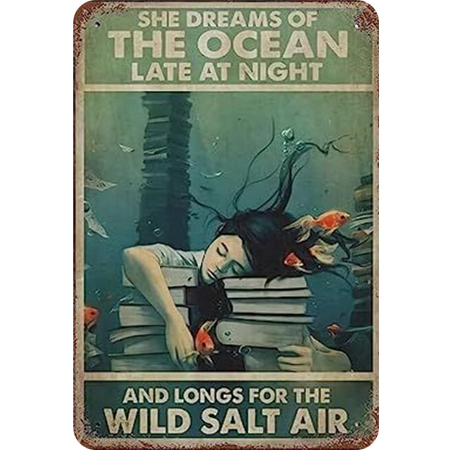 Placa Metal Vintage para Niña Pintura Hierro Rectangular Arte Pared Del 20x30cm