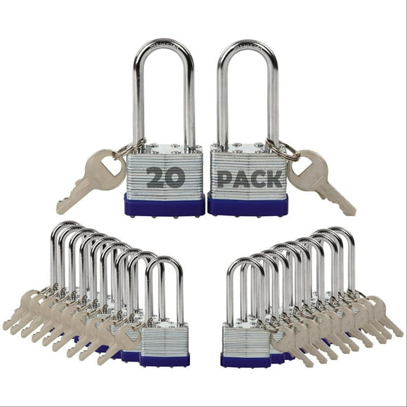 Candados Laminados SEPOX Acero Resistente Grillete Largo 40 mm Paquete de 20 Unidades con Llaves Gra