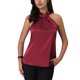 thumbnail image 1 of INSPIRAR CHIC Blusa sin mangas para mujer con cuello halter y lazo en la espalda de satén color burdeos, 1 of 6