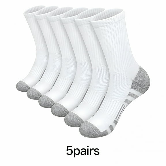 TELOLY Mens Socks,Athletic Socks Men 5 Pairs Men'S Basketball Sports Breathable Short Socks Solid Color Crew Socks,Crew Socks for Men,Ankle Socks Men 5 Pairs of Socks B One Size