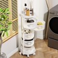 thumbnail image 3 of Thehsnt Rotatable Storage Cart, 5 Tier Circular Rotating Basket, Large Storage Rack with 360 Degree Wheels, Fruit Vegetable Shelf for Kitchen Bathroom, 3 of 12