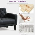 thumbnail image 6 of 62" Mid-Century Modern Tufted Black Leather Loveseat Sofa with USB Charging Ports and Cup Holders for Compact Spaces, 6 of 9