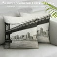 thumbnail image 3 of Heduofu New York Throw Pillow Cushion Cover, Digital Drawn Brooklyn Bridge Unusual Graffiti Style Old Urban Cityscape Print, Decorative Square Accent Pillow Case, Brown White, 3 of 5