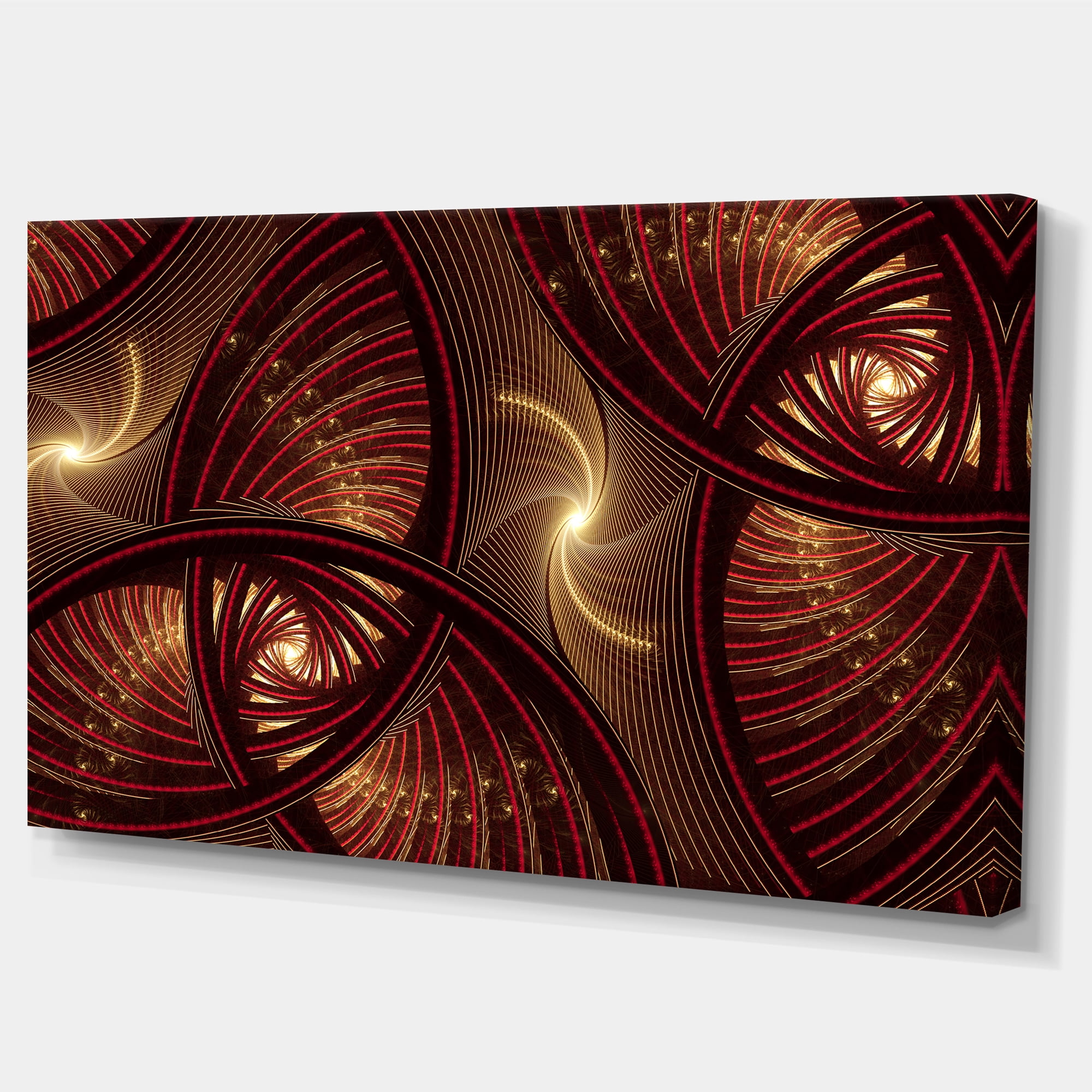 Designart 'Brown Symmetrical Fractal Pattern ' Floral Canvas Art Print