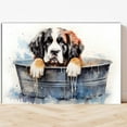 thumbnail image 2 of Saint Bernard Cute Dog Cat in Bathtube Pictures Painting Prints, Funny Colorfull Animals Bathroom Wall Decor Pet Artworks Pet Gift Ready To Hang, Canvas Wall Art, 2 of 5