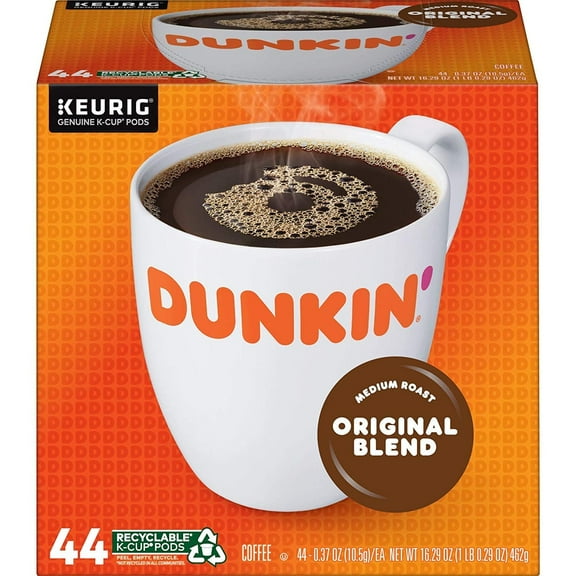 2X - Dunkin, Original Blend Medium Roast Coffee, 44 Keurig K-Cup Pods