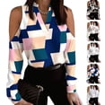 thumbnail image 2 of Off Shoulder Long Sleeve Blouses V-Neck Casual Printed Elegant Top Women Shirt, 2 of 5