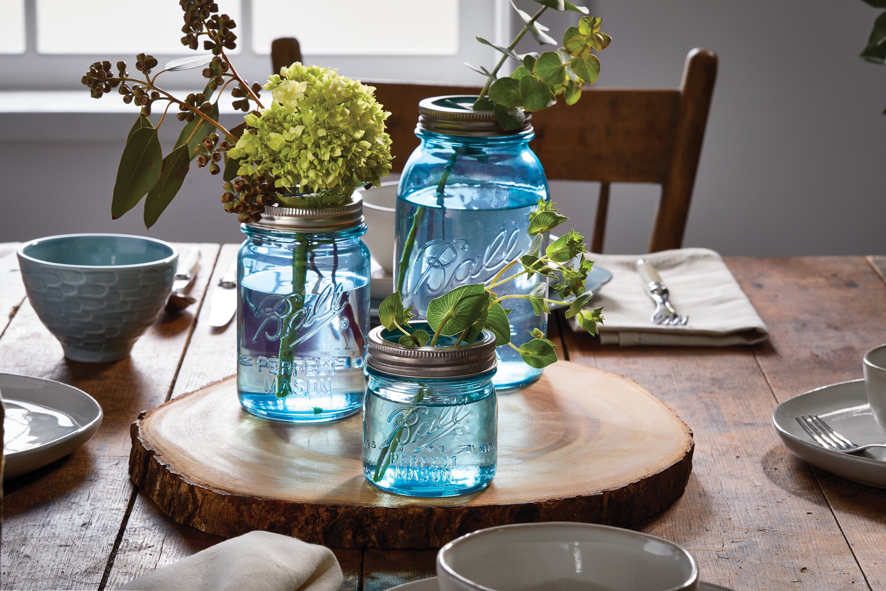 Ball Aqua Vintage Regular Mouth Quart 32-oz. Glass Mason Jars, 4-pack