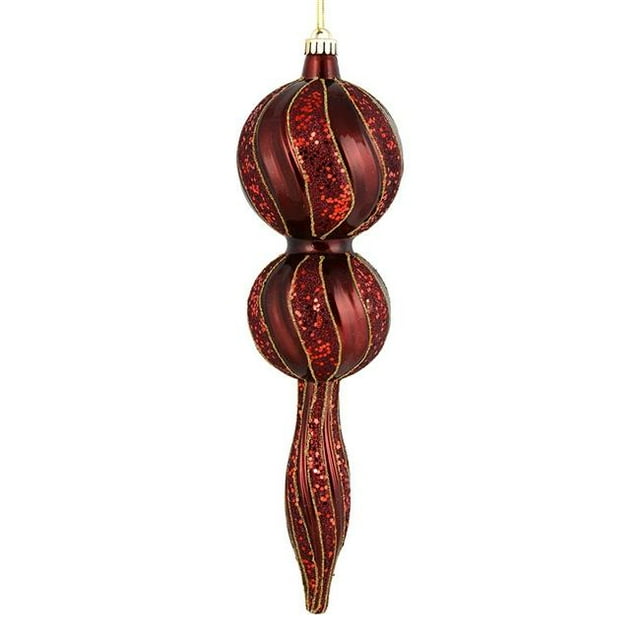 Vickerman N186965D 16.5 in. Burgundy Candy Glitter Finial Ornament