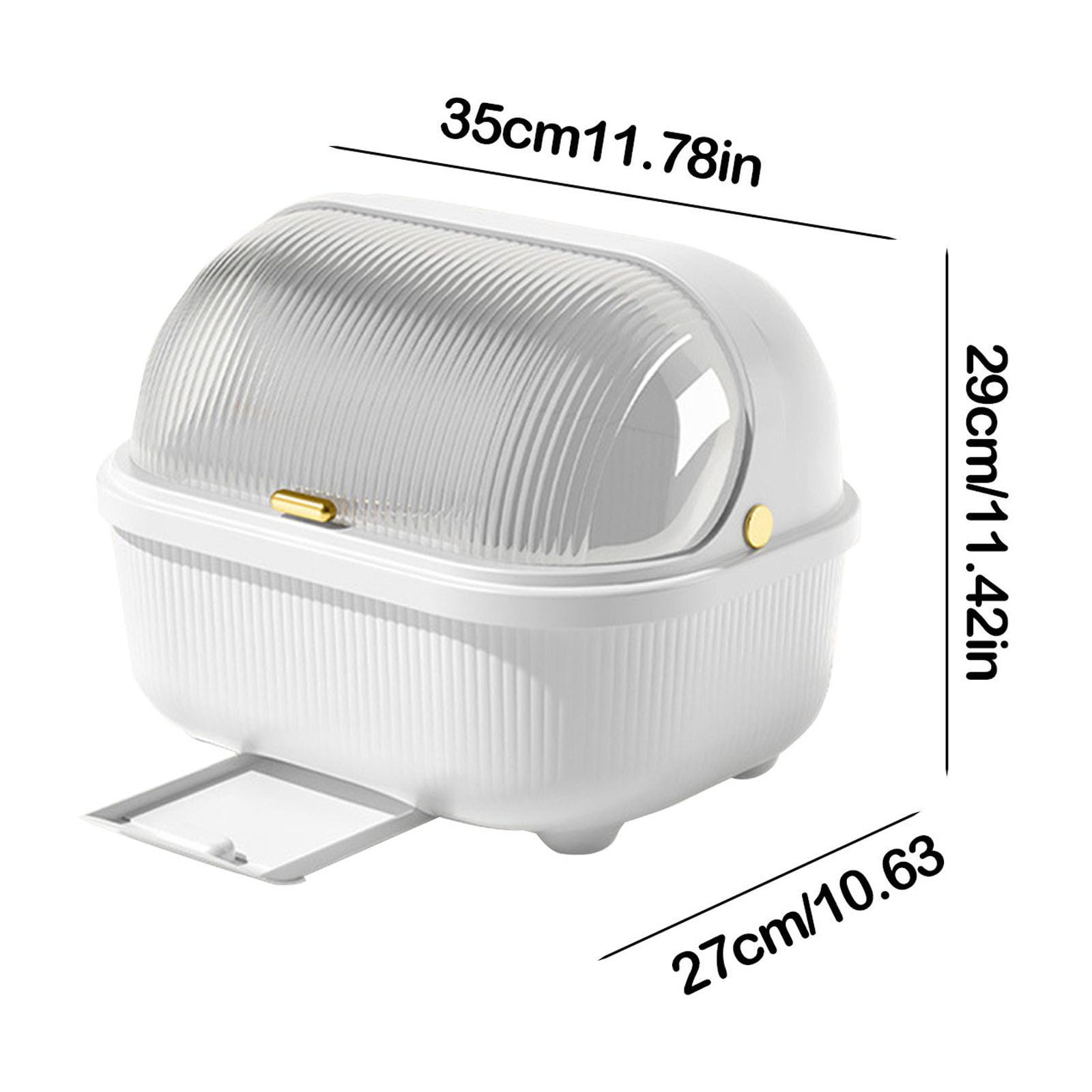 KQJQS Dish Drying Rack with Semi-Flip Cover – Multi-Compartment Chopsticks Storage & Sealed Drainer for Kitchen Countertop