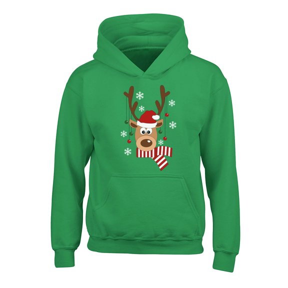 Awkward Styles Xmas Hoodies for Kids Youth Deer in Red Xmas Hat Sweatshirt