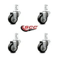 thumbnail image 2 of 3 Inch Black Polyurethane Wheel Swivel 7/8 Inch Square Stem Caster Set SCC, 2 of 2