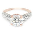 thumbnail image 3 of 2 1/2 ct. t.w Center 8.5MM Round Cut Lab Created Moissanite Diamond Multi Row Engagement Ring For Women In 14K Rose Gold Over Sterling Silver(G-H Color,VVS1 Clarity, 2.50 Cttw)-8.5, 3 of 7