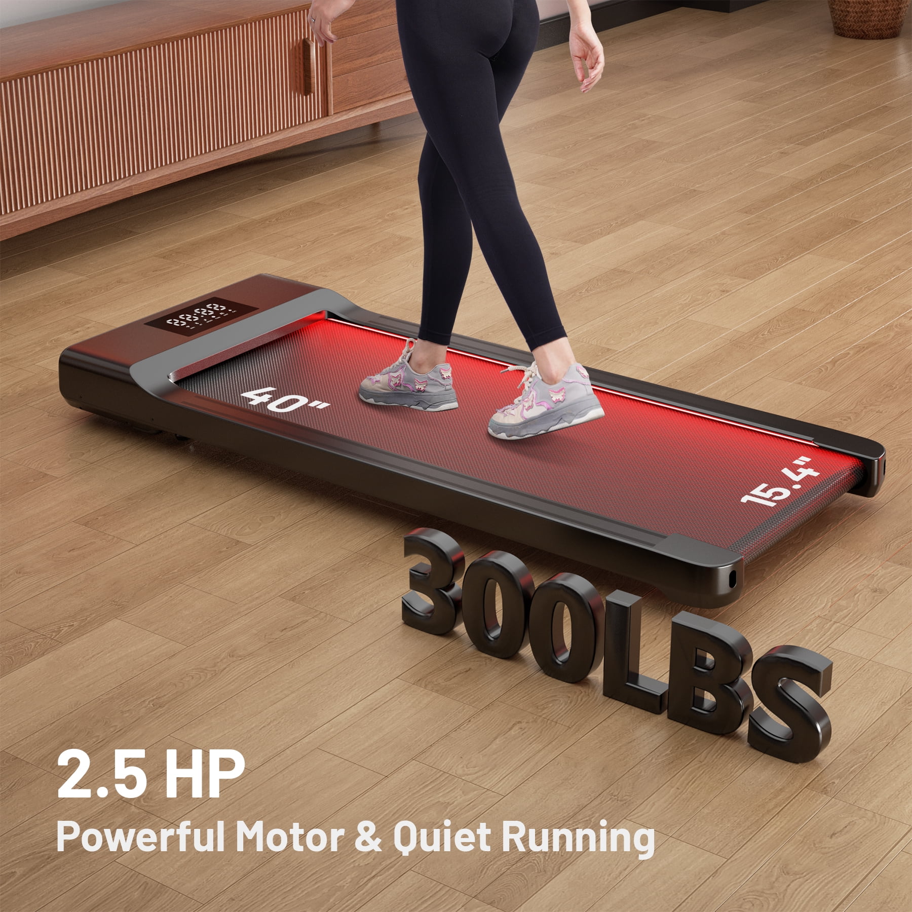 Walking Pad,Under Desk Treadmill with Rewards Program, Quick Setup, 2.5HP, APP/Remote Control, LED Display, 300 lbs Capacity