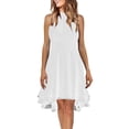 thumbnail image 1 of XDZJLR Womens Dresses formal Solid Halter Neck Button Chiffon Splice A Line Skirt, 1 of 5