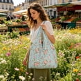 thumbnail image 6 of Bomd Reusable Shrink Grocery Bags, Colorful Flower Pattern Shopping Tote Bag, Portable Eco Handbag Multifunctional Storage Bag for Groceries Travel Beach Outdoor Daily Use Green, 6 of 6
