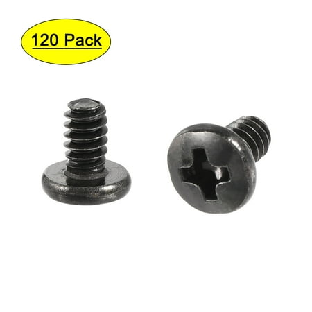 

Uxcell #6-32 x 15/64 Phillips Pan Head Screw Fastener Black Zinc Plated 120 Pack