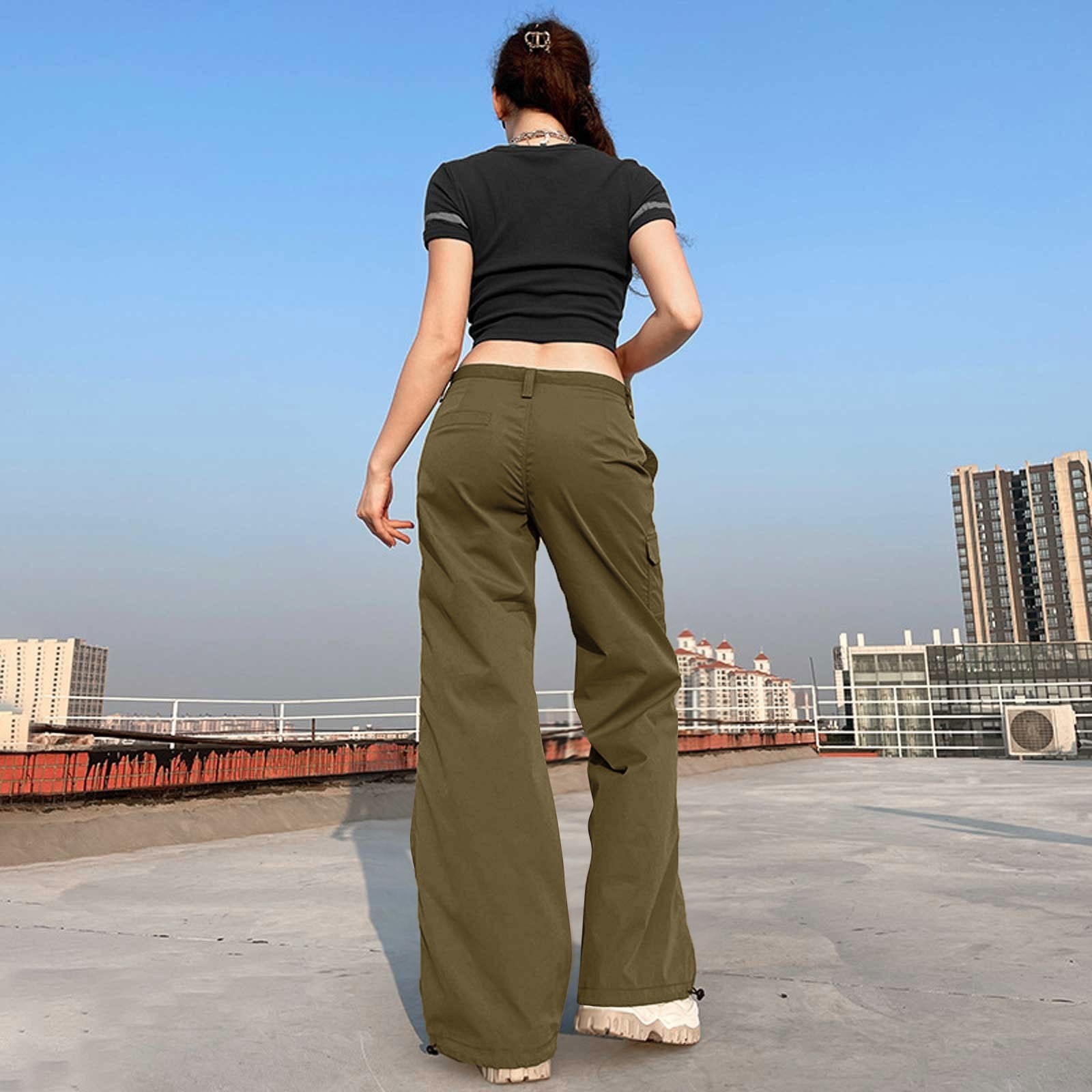 Woman Casual Streetwear Fashion Multi-pocket Classic Military Army Cargo  Pants Hip Hop Cool Long Baggy Pants Black Outdoor Work Trousers for Women  Plus Size S-5XL | Wish
