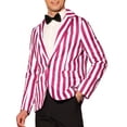 thumbnail image 4 of INSPIRE CHIC Men's Blazers Striped Pattern One Button Notach Lapel Collar Coat M Red White, 4 of 6