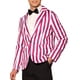 thumbnail image 4 of BLAZERS PARA HOMBRES INSPIRADOS EN CHIC, PATRÓN A RAYAS, CHAQUETA DE CUELLO CON SOLAPA DE UN BOTÓN XL ROJO Y BLANCO, 4 of 6