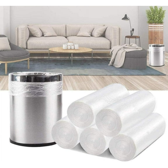 Small Garbage Bags 4-6 Gallon Biodegradable Can Liners Thicken White 100 Counts