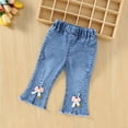 thumbnail image 6 of Toddler Girl's High Waisted Bow Front Bell Bottom Jeans Flare Leg Denim Pants Casual Fashion Cute Bowknot Jeans Pants with Pockets 6M-5Y, 6 of 9