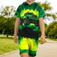 thumbnail image 3 of Vornjynx Boys Graphic Outfits 2 Piece Hooded T-Shirt and Shorts Cartoon Print Casual Summer Trendy Sets Mint Green Size 5t, 3 of 7