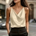 thumbnail image 5 of cocolona Womens Summer Satin Tank Tops Cowl Neck Sleeveless Elegant Camisole Shirts Trendy Casual Solid Color Blouses, 5 of 5