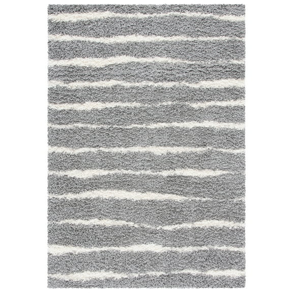 SAFAVIEH Venus Sophie Striped Shag Area Rug, 9' x 12', Grey/Ivory